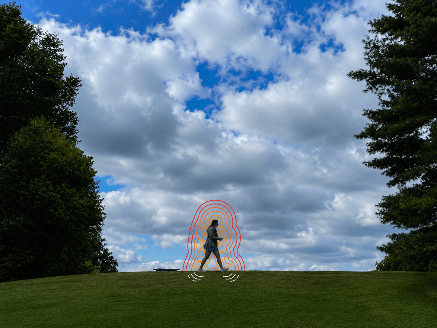 A softly lit motion path suggesting movement and direction